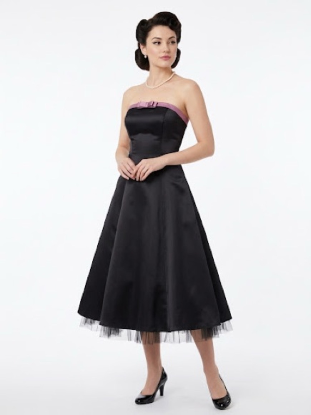 Y2K Whimsigoth Strapless Midi Dress Tulle Retro Coquette Lolita Prom Witchy